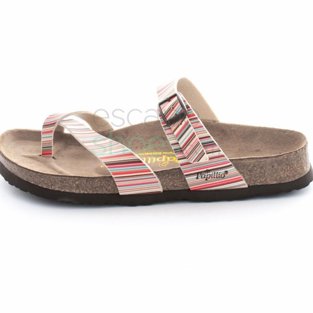 Birkenstock Papillio by Birkenstock tabora Rainbow Leather Strap Sandals Sz 7.5
